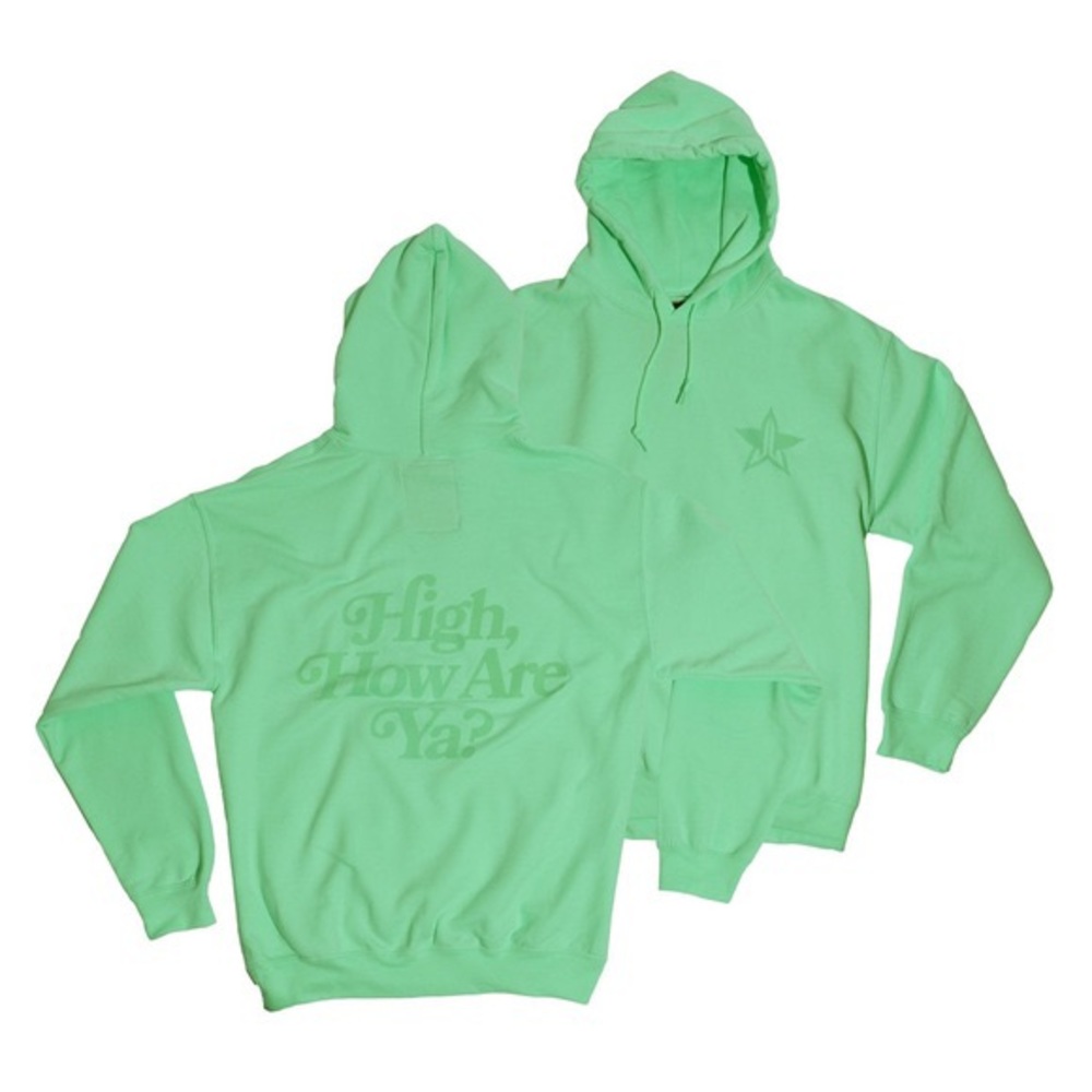 Jeffree Star “high, how are ya?” Hoodie in mint green